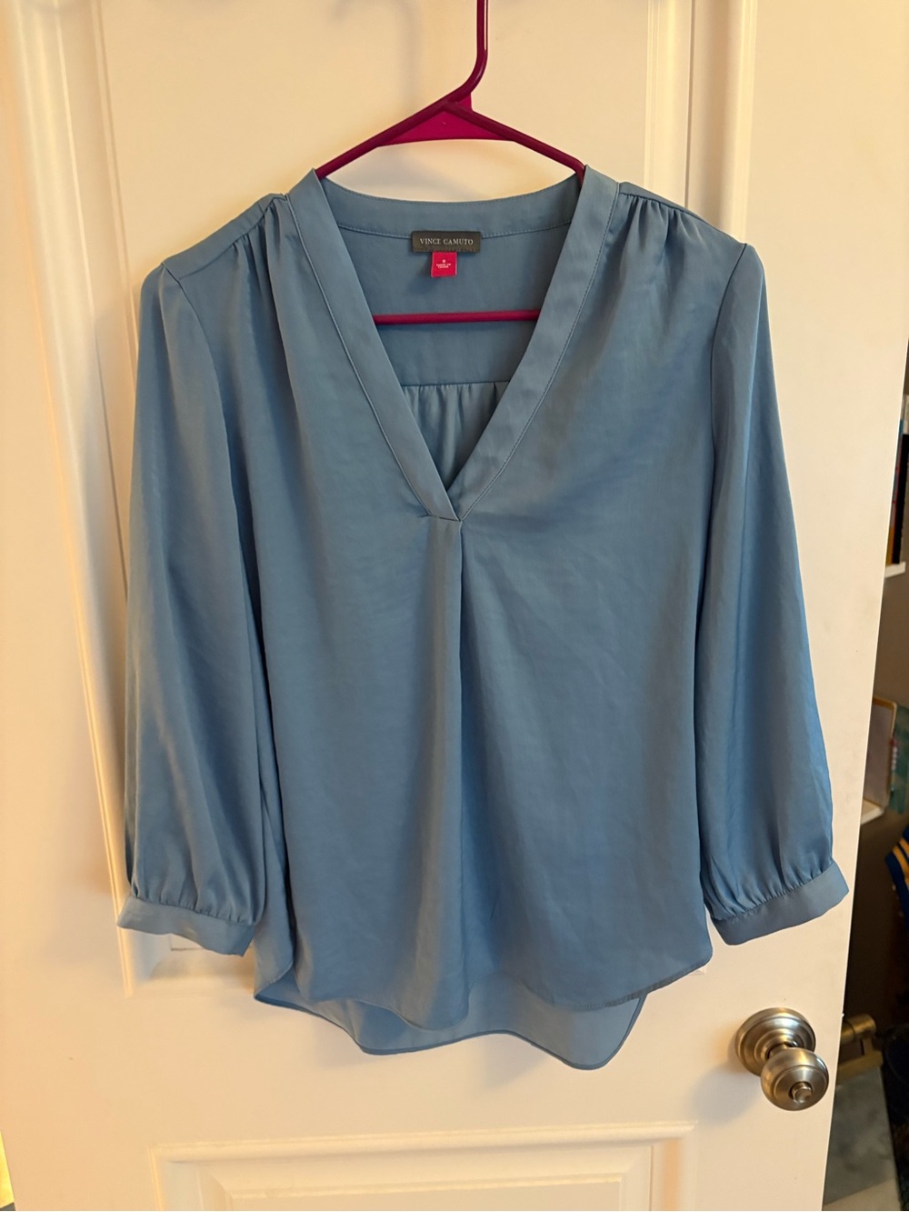 Vince Camuto Blue V-Neck Blouse